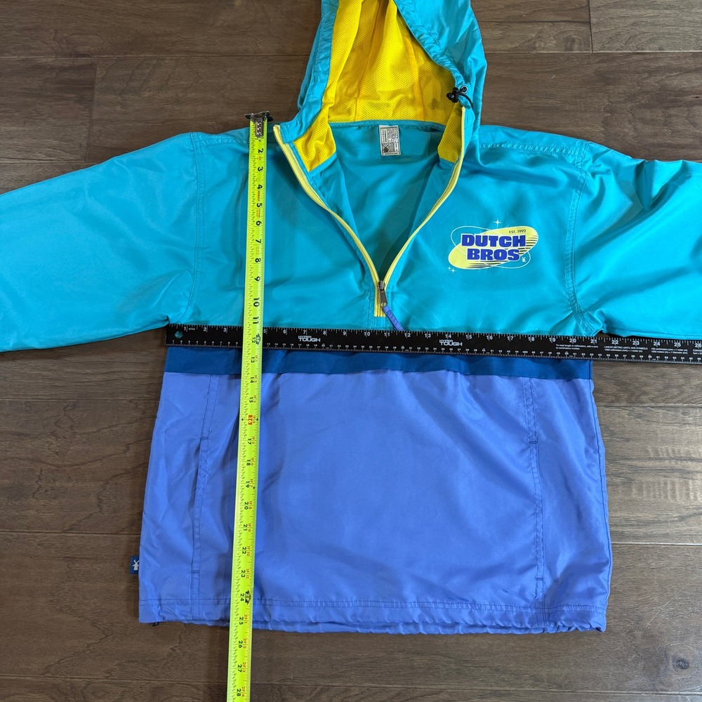 Dutch Bros Coffee Windbreaker Anorak Jacket Teal Blue Colorblock Mens‎ Medium - Picture 5 of 7